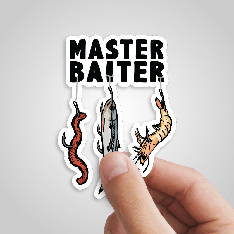 Master Baiter Fishing Hooks Funny Vinyl Decal Sticker Fisherman - Choose  Color