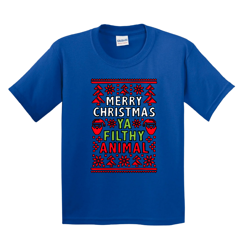 2T / Blue / Large Front Design Filthy Animal Christmas 🎅 - Toddler T Shirt