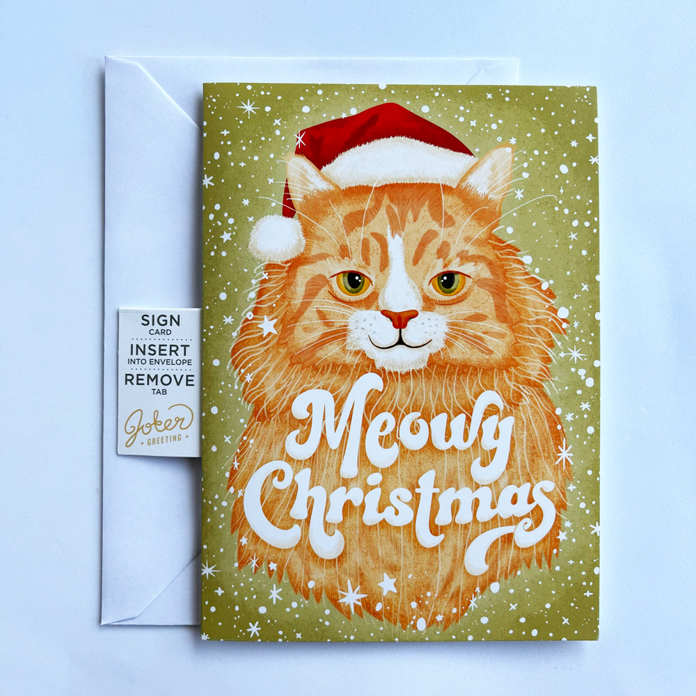 Meowy Christmas 🐱🎄🔊 - Joker Greeting Prank Card (Glitter + Sound)