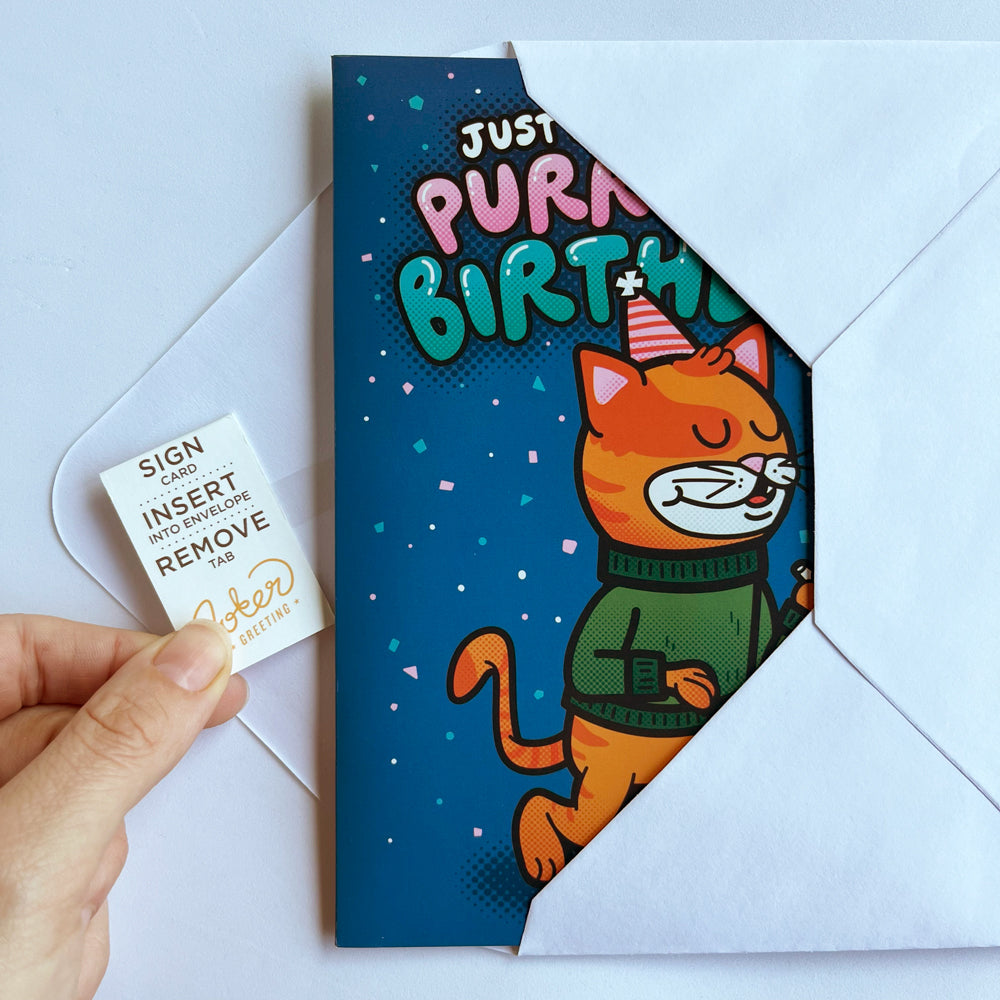 Endless Meowy Birthday 🐱🎉🔊 - Joker Greeting Prank Card (Glitter + Sound)