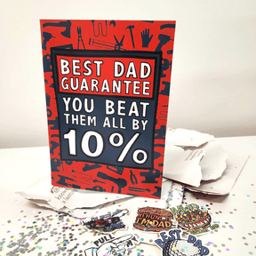 Best Dad Guarantee 🔨 - Joker Greeting Prank Card (Pull Surprise Glitter + Stickers + Sound)