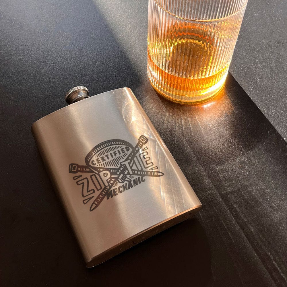 Certified Ziptie Mechanic 🔧 - Stainless Steel Flask