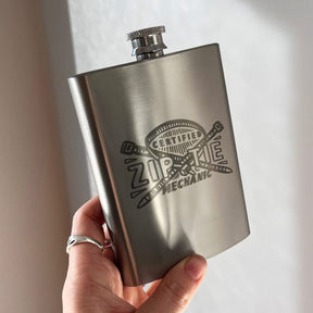 Certified Ziptie Mechanic 🔧 - Stainless Steel Flask