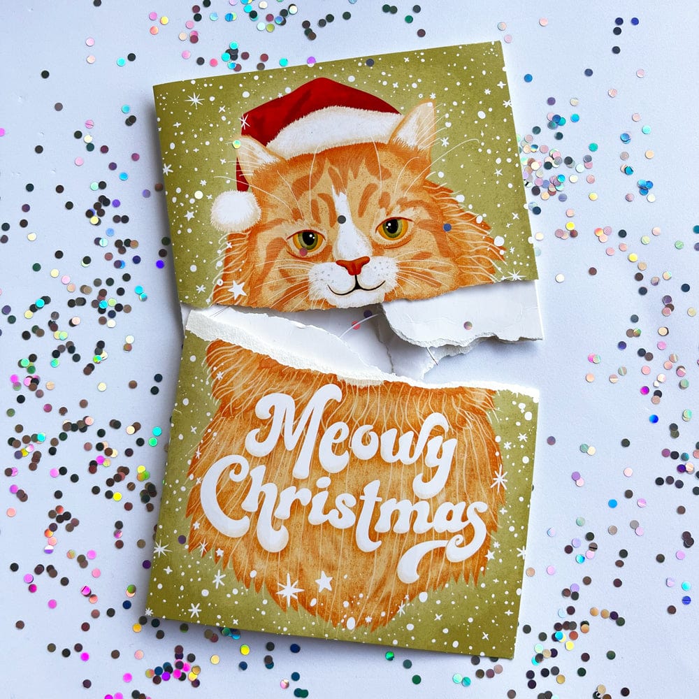 Meowy Christmas 🐱🎄🔊 - Joker Greeting Prank Card (Glitter + Sound)