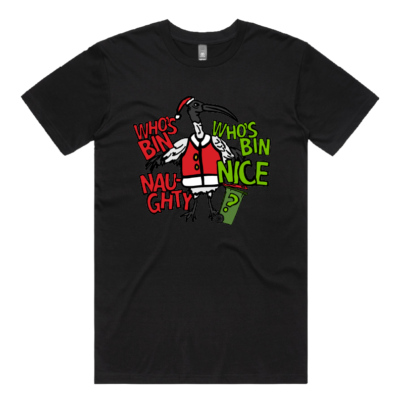 S / Black / Large Front Design Who's Bin Naughty? 🗑️🎅 - Men's T Shirt