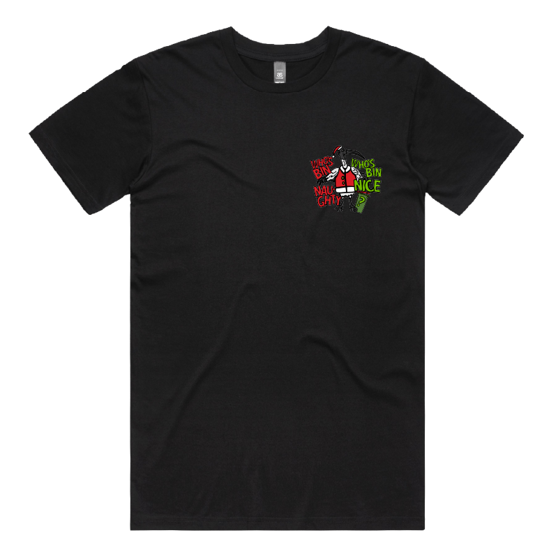 S / Black / Small Front Design Who's Bin Naughty? 🗑️🎅 - Men's T Shirt