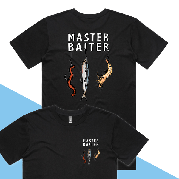 Master Baiter Fishing Black Adult T-Shirt - 5X-Large 