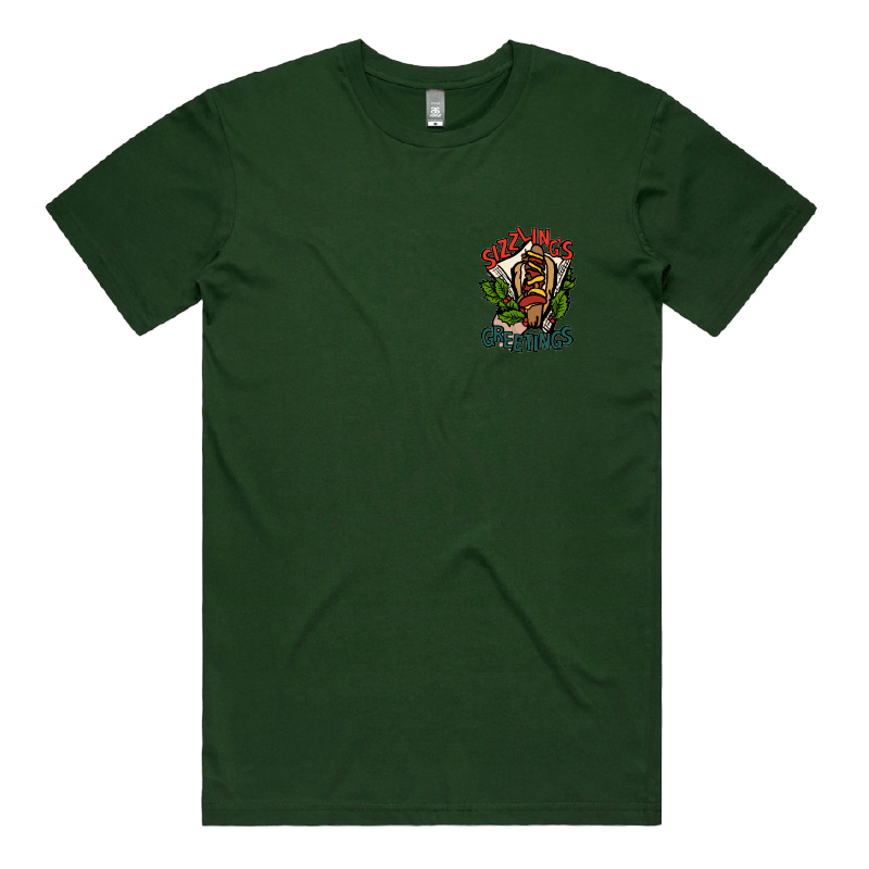 S / Green / Small Front Design Sizzlin's Greetings 🌭🎅 - Men's T Shirt