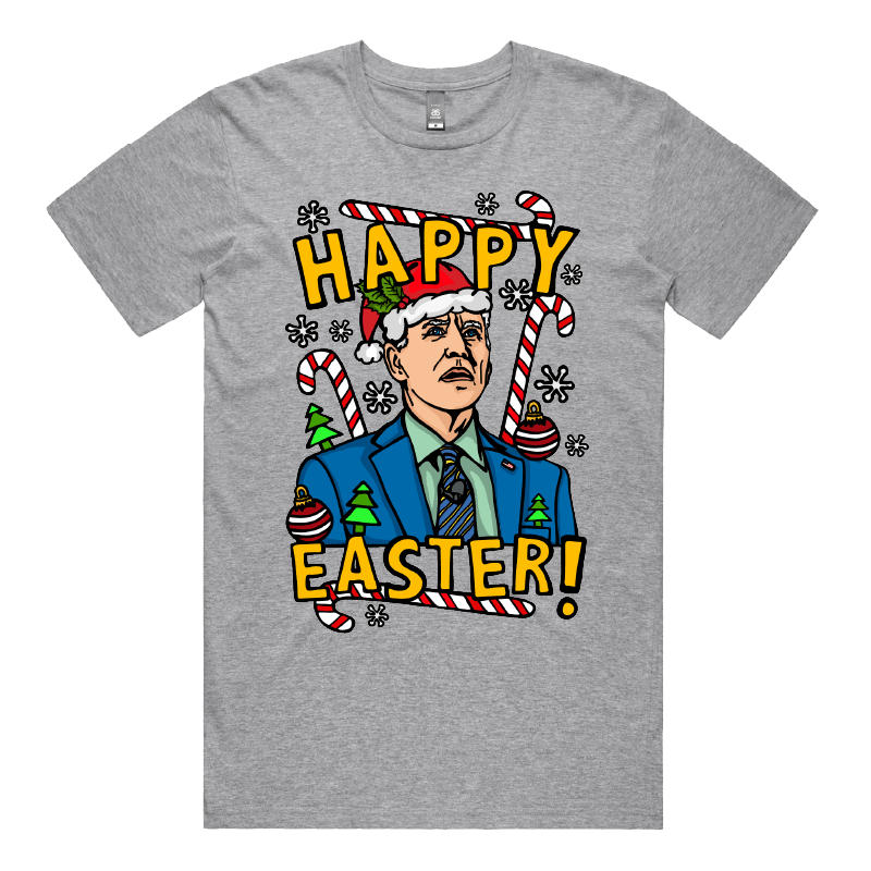 S / Grey / Large Front Design Biden Christmas 👨‍🦳🥚 - Men's T Shirt