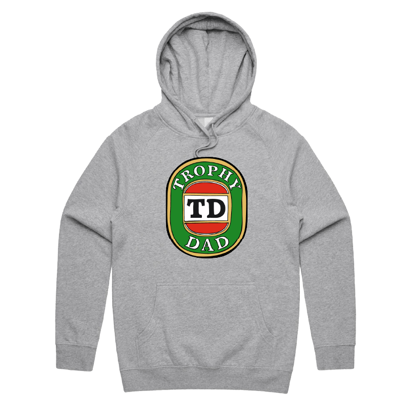 S / Grey / Large Front Print Trophy Dad Victor Bravo 🍺🏆 – Unisex Hoodie