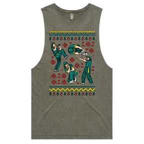 S / Moss / Large Front Design Raygun Sweater 💃⛄ - Tank