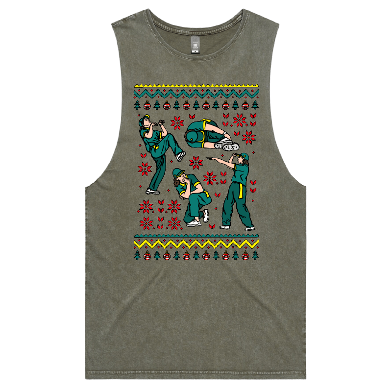 S / Moss / Large Front Design Raygun Sweater 💃⛄ - Tank