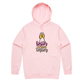 S / Pink / Large Front Print Besties Before Testies 👭🥰 – Unisex Hoodie