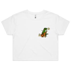 S / White Pull My Hair 🦖🦕 – Women's Crop Top