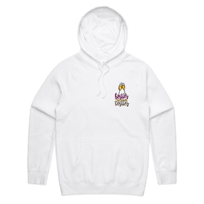 S / White / Small Front Print Besties Before Testies 👭🥰 – Unisex Hoodie