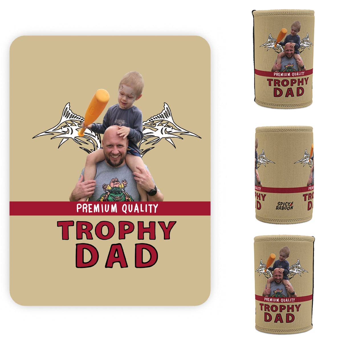 Trophy Dad 🍺🏆 – Personalised Stubby Holder