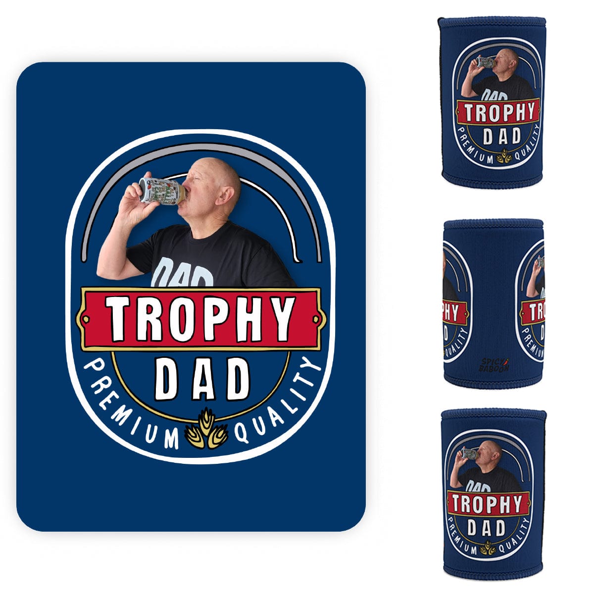 Trophy Dad 🍺🏆 – Personalised Stubby Holder