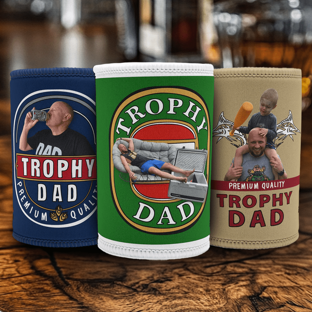 Trophy Dad 🍺🏆 – Personalised Stubby Holder