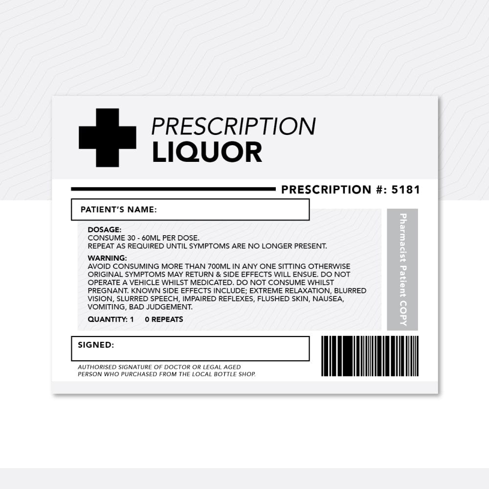 White Prescription Liquor Bottle Labels 🥃 - Sticker