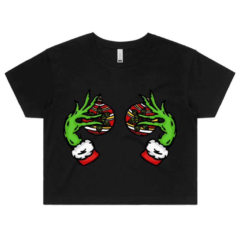 XS / Black Grinch Nips 🟢🟢 - Women's Crop Top