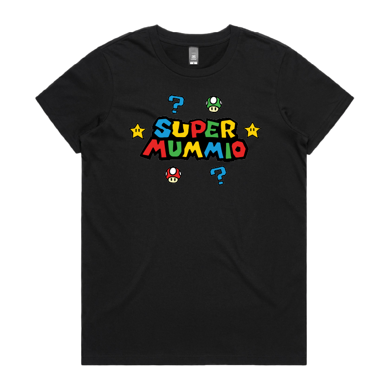 XS / Black / Large Front Design Super Mummio ⭐🍄 – Women's T Shirt