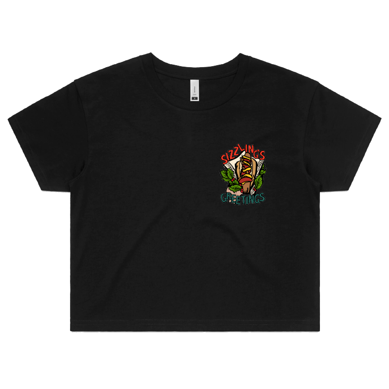 XS / Black Sizzlin's Greetings 🌭🎅 - Women's Crop Top