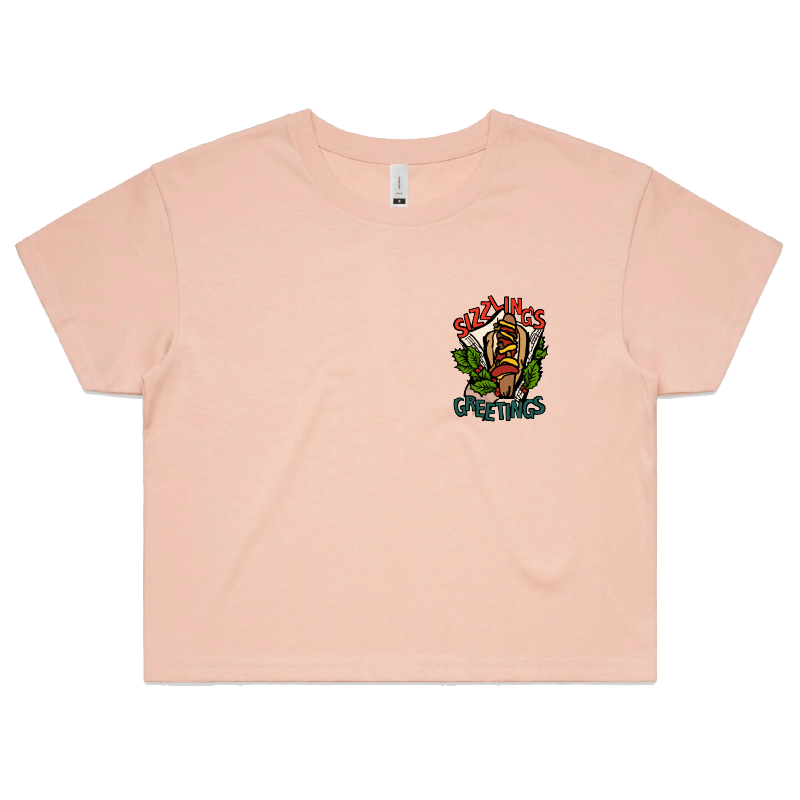 XS / Pink Sizzlin's Greetings 🌭🎅 - Women's Crop Top