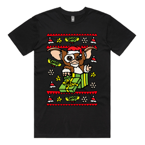 S / Black / Large Front Design Gremlins Christmas 😈🎁 – Men's T Shirt