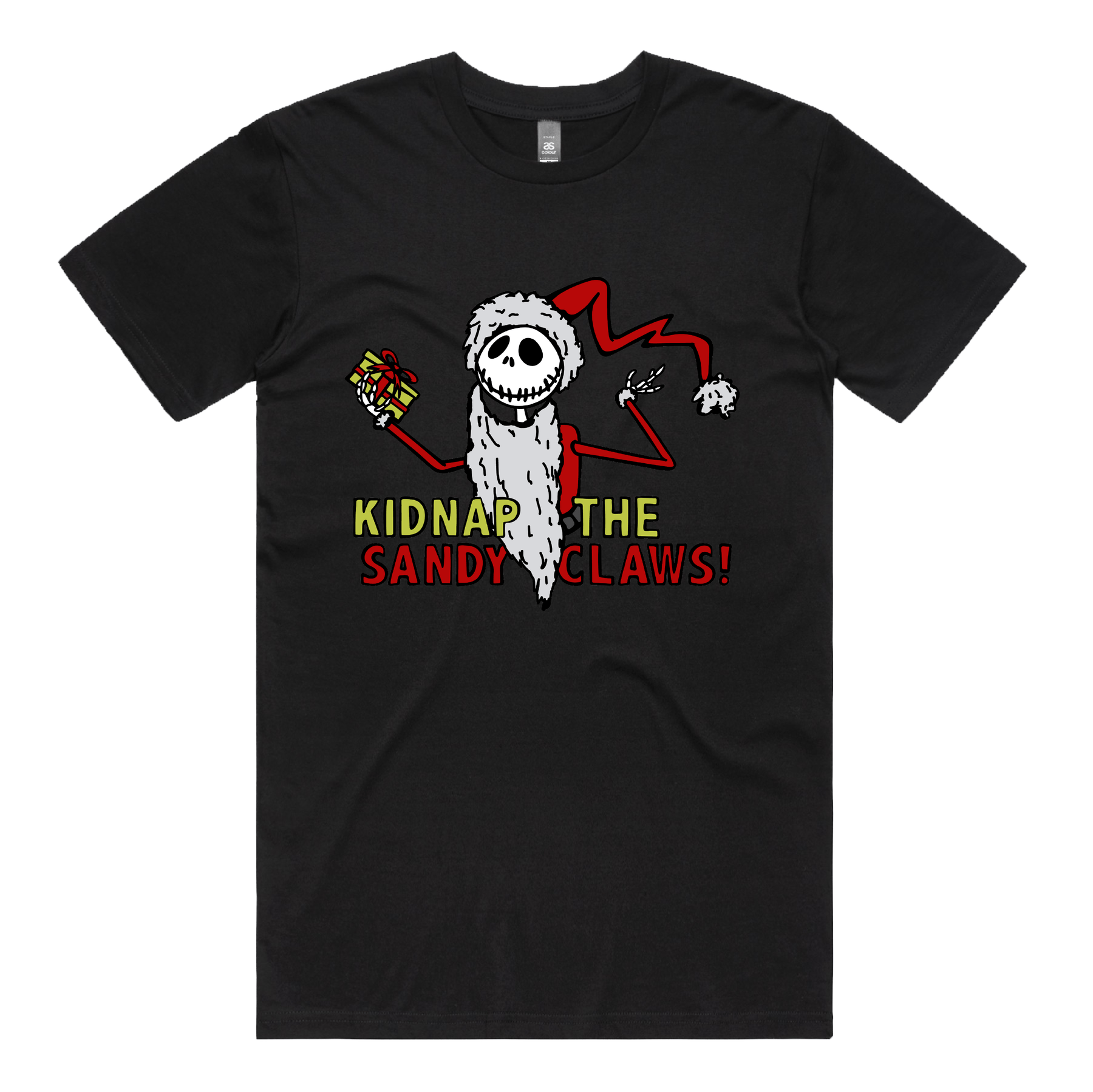 S / Black / Large Front Design Kidnap the Sandy Claws 💀🎅 – Men's T Shirt