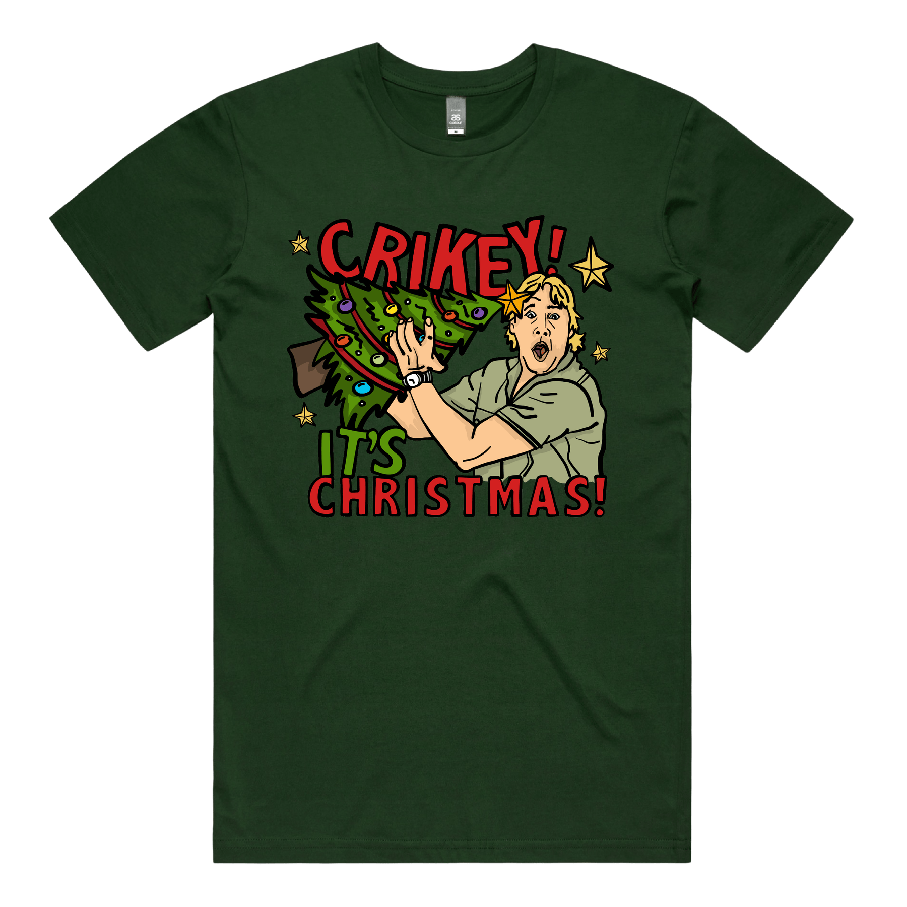 S / Green / Large Front Design Crikey It’s Christmas 🐊🎄 - Men's T Shirt