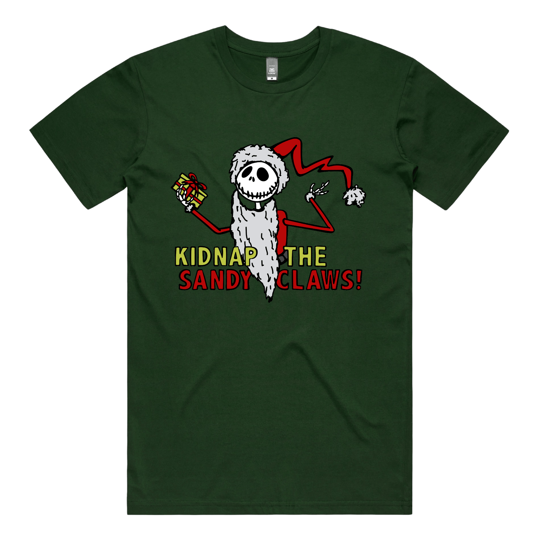 S / Green / Large Front Design Kidnap the Sandy Claws 💀🎅 – Men's T Shirt