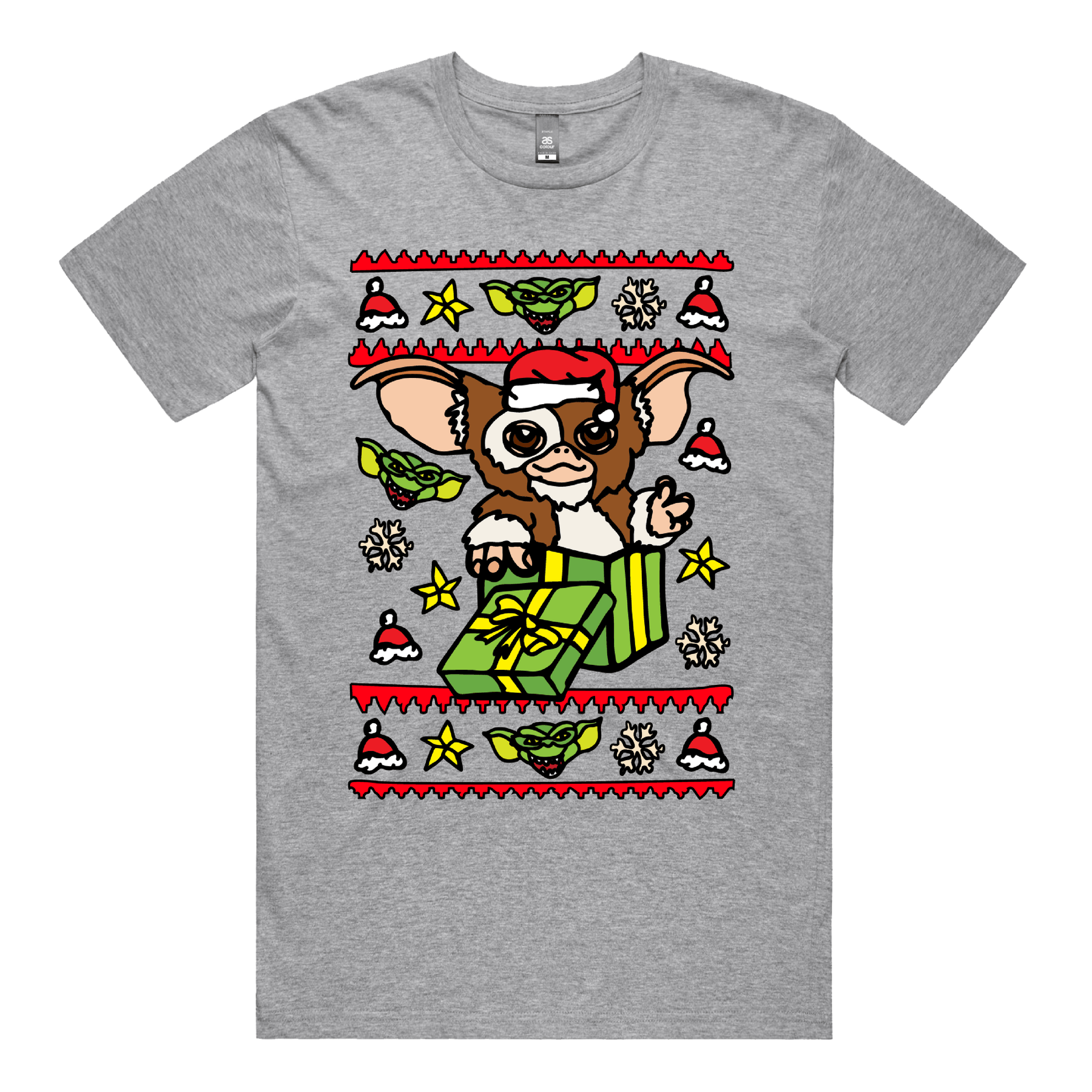 S / Grey / Large Front Design Gremlins Christmas 😈🎁 – Men's T Shirt