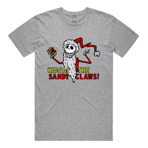 S / Grey / Large Front Design Kidnap the Sandy Claws 💀🎅 – Men's T Shirt