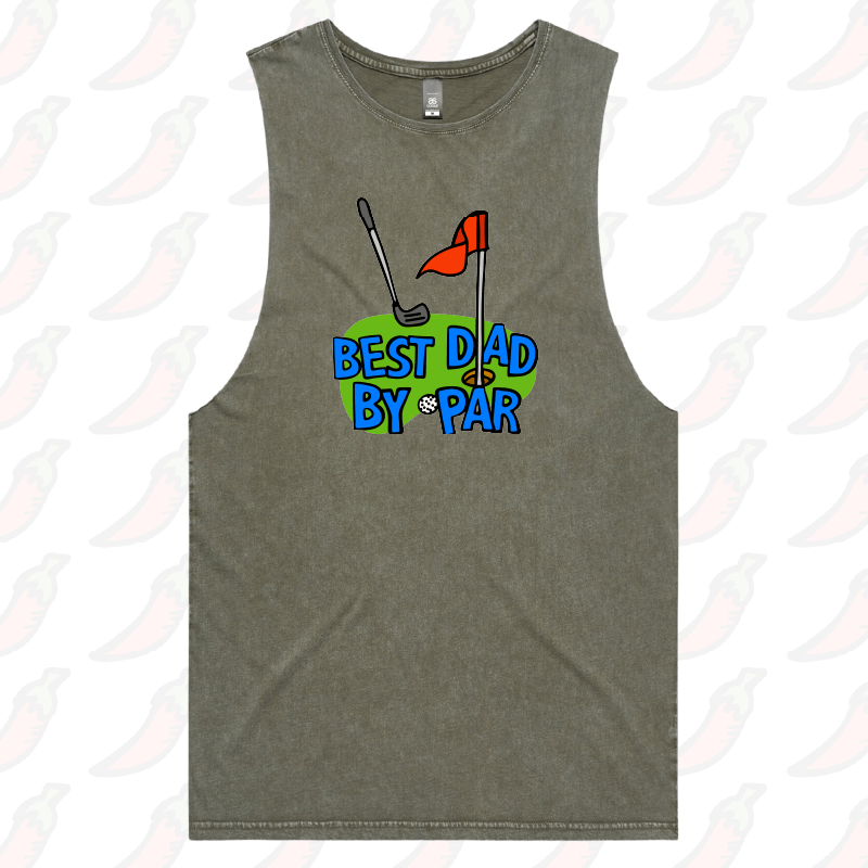 S / Moss / Large Front Design Best Dad By Par Green ⛳ - Tank