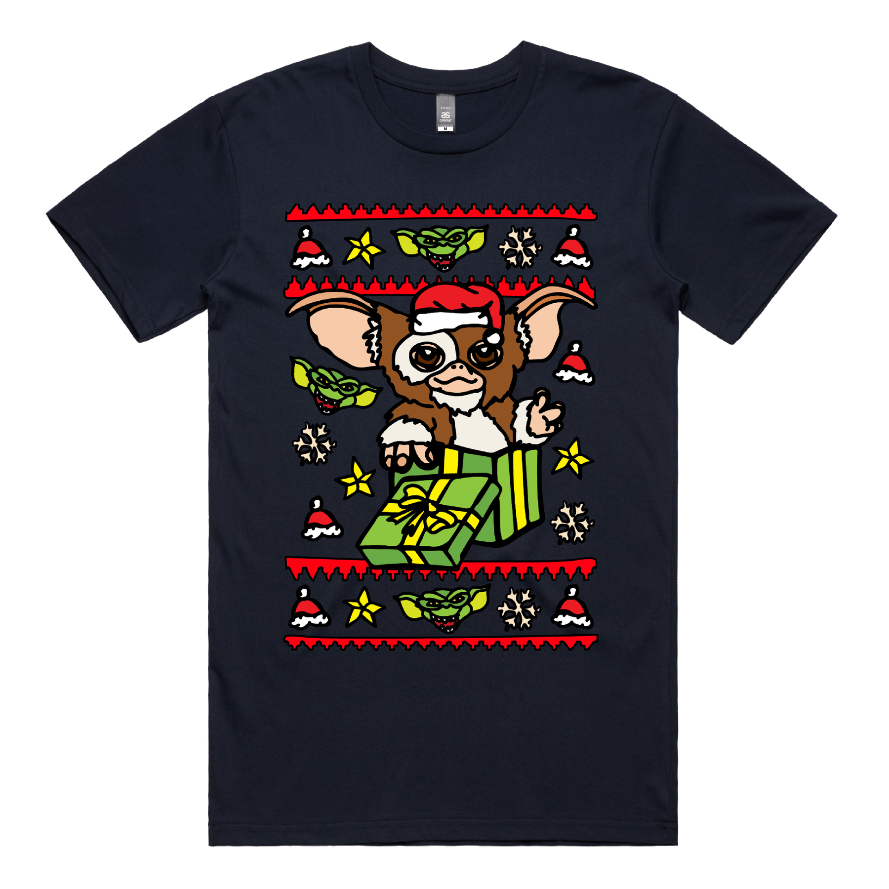 S / Navy / Large Front Design Gremlins Christmas 😈🎁 – Men's T Shirt