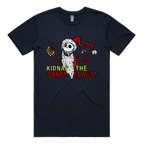 S / Navy / Large Front Design Kidnap the Sandy Claws 💀🎅 – Men's T Shirt