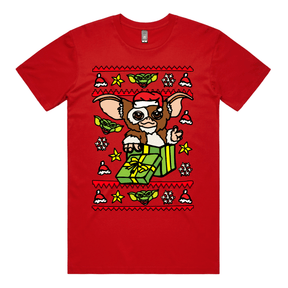 S / Red / Large Front Design Gremlins Christmas 😈🎁 – Men's T Shirt