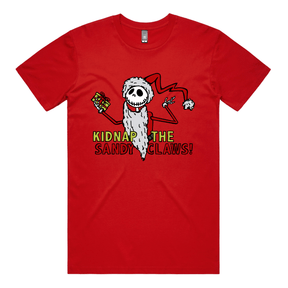 S / Red / Large Front Design Kidnap the Sandy Claws 💀🎅 – Men's T Shirt