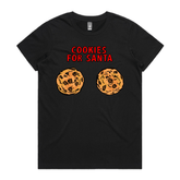 XS / Black / Large Front Design Cookies for Santa 🍪🎅 – Women's T Shirt