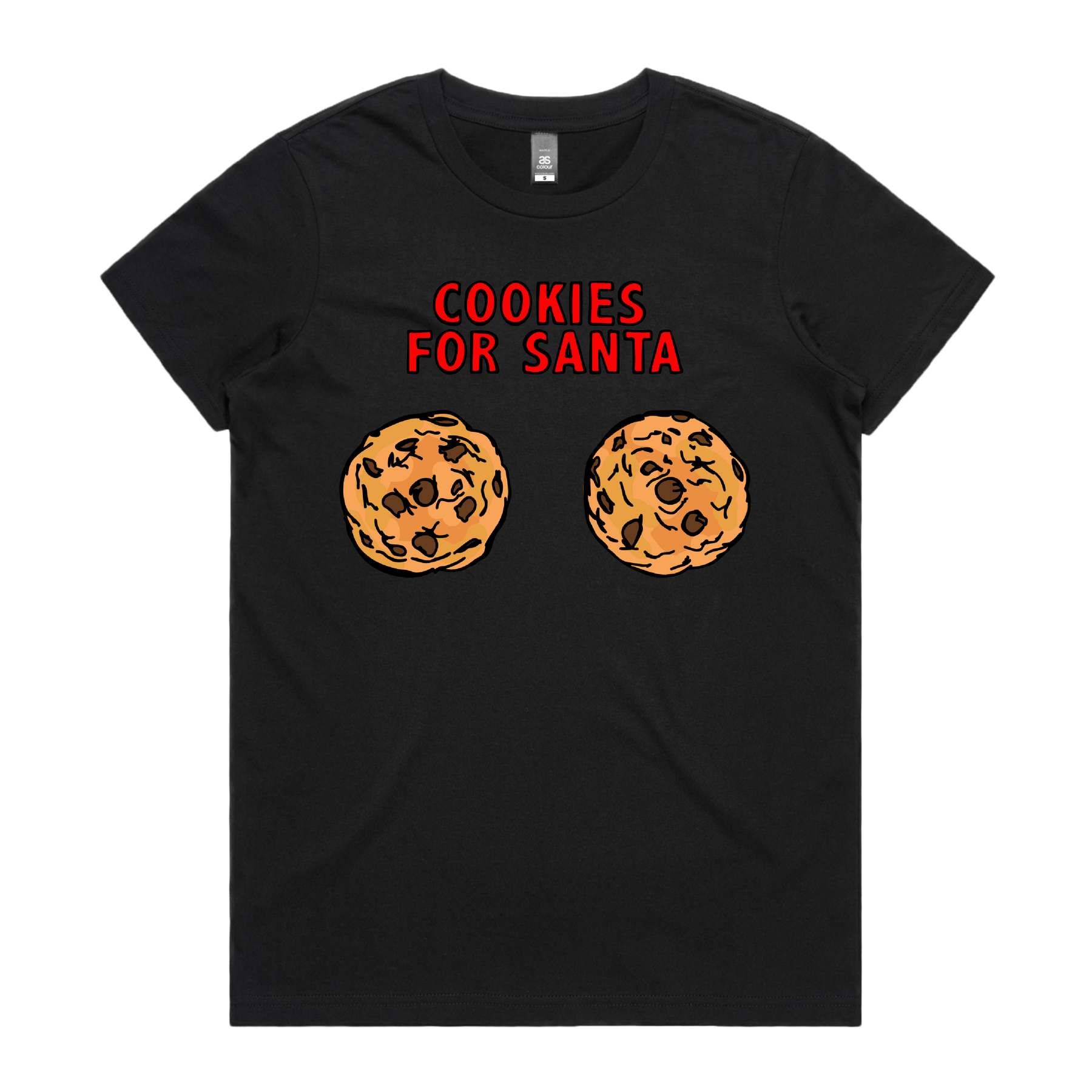 XS / Black / Large Front Design Cookies for Santa 🍪🎅 – Women's T Shirt