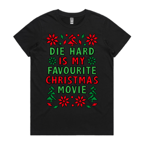 XS / Black / Large Front Design Die Hard Christmas 💥🎄 – Women's T Shirt