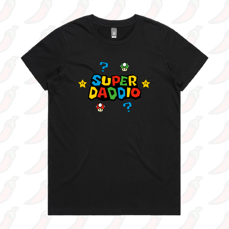 XS / Black / Large Front Design Super Daddio ⭐🍄 – Women's T Shirt