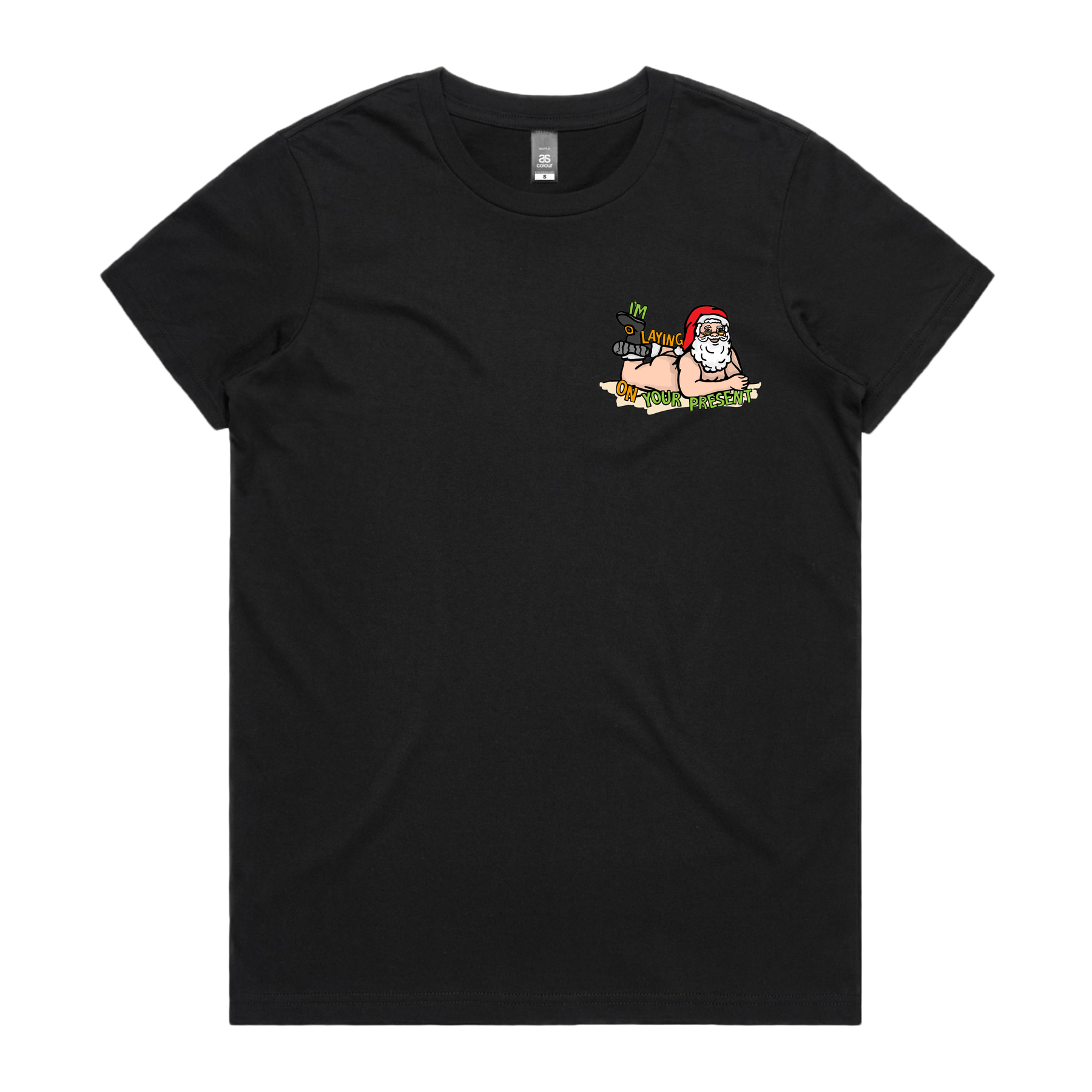 XS / Black / Small Front Design Santa’s Present 🎅🎄- Women's T Shirt