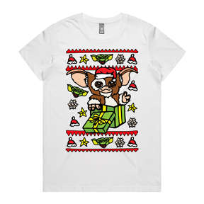 XS / White / Large Front Design Gremlins Christmas 😈🎁 – Women's T Shirt