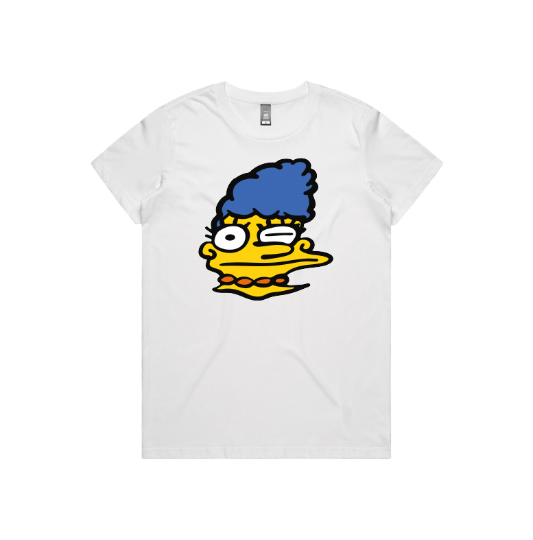 XS / White / Large Front Design Smeared Marge 👕 - Women's T Shirt